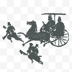 古代战争图片_汉代砖石画马车