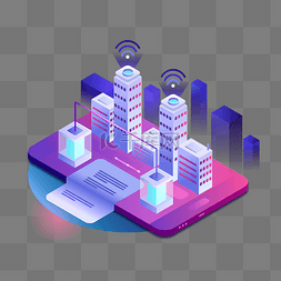 智能科技2.5d图片_矢量2.5d智能城市