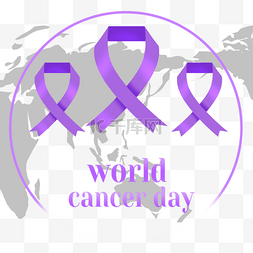 世界癌症图片_世界癌症日地球紫色丝带