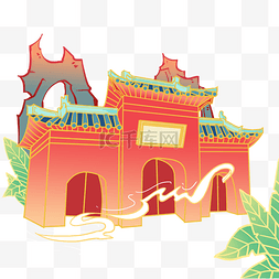 白马寺建筑图片_淡雅国风建筑红墙旅游地标