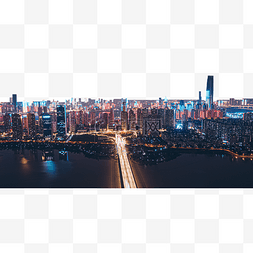 武汉城市建筑沙湖大桥夜景航拍