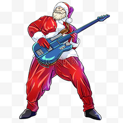 圣诞夜店图片_圣诞节圣诞老人摇滚朋克插画元素