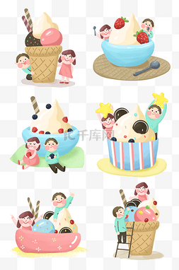 爱吃的女孩图片_美味的冰淇淋夏季清凉品与人物组