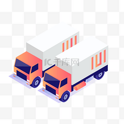 物流版图图片_2.5D矢量扁平物流运货车