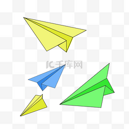 卡通折纸小飞机图片_儿童玩具撞色纸飞机