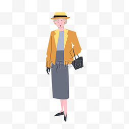 老年女性图片_黄色外套时髦的老年女性