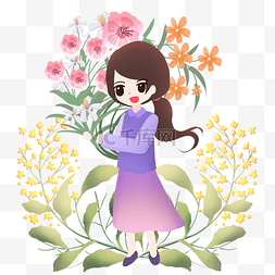 母亲节抱着花束的妈妈