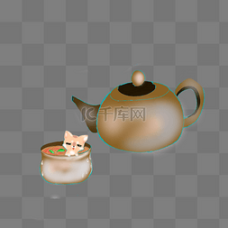 凉茶壶图片_手绘夏日茶壶茶水