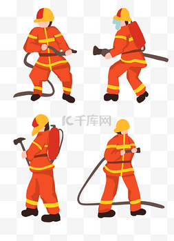 消防员工作救火组合