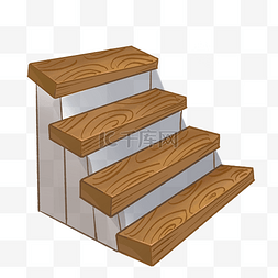 木纹插画图片_木纹的建筑楼梯插画