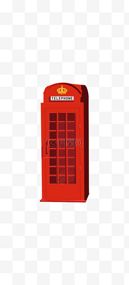 电话亭红元素手绘电话