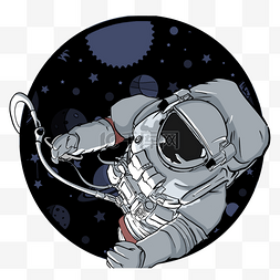 创意手绘星球图片_宇航员插画手绘科幻元素