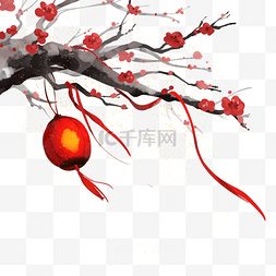 中国水墨风红色图片_古风春节灯笼装饰