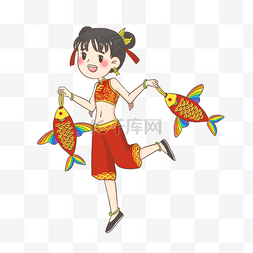 双鱼座手绘图片_双鱼座喜庆少女PNG