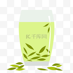 茶叶装饰图片_一杯绿茶装饰插画