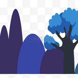 矢量紫色蓝色山峰山树木