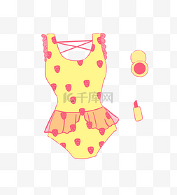 夏季游泳衣黄色可爱性感连体泳衣
