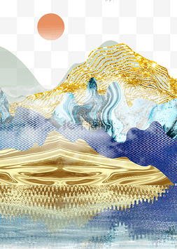 新中式山水烁金炫彩晶瓷装饰画