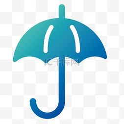 蓝绿色渐变扁平手机APP雨伞常用图