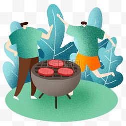 夏季烧烤烤肉插画
