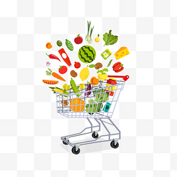 蔬菜水果图片_缤纷果蔬超市购物车