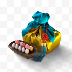 传统福文化图片_金色华丽福袋礼盒3d元素
