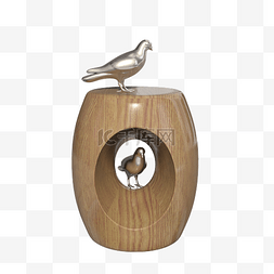 木头金属小鸟摆件