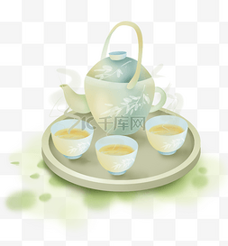 瓷器线稿图片_古风瓷器茶具茶壶