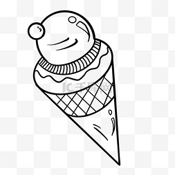 卡通线条画图片_线条线描冰淇淋插画