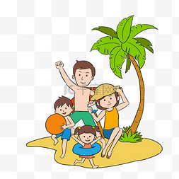 夏季嬉戏图片_夏天沙滩上玩耍的一家人
