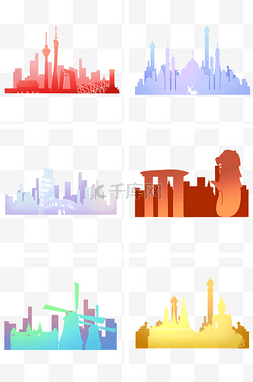 国家图片_国家著名城市地标剪影