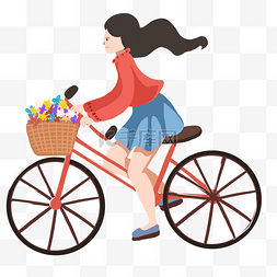 户外图片_春夏女孩骑自行车单车出游旅行踏