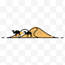 沙漠图片_走在沙漠里的骆驼简笔画