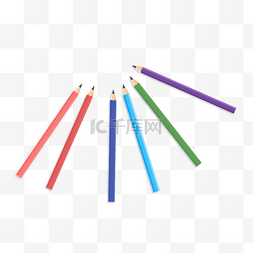 五支彩色铅笔矢量插画元素