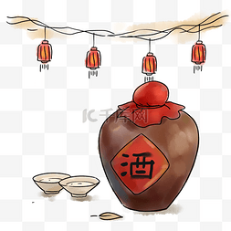 酒图片_插画酒坛素材