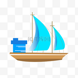蓝色风帆帆船