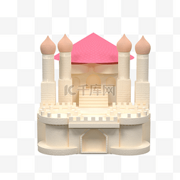 一座粉色的卡通城堡