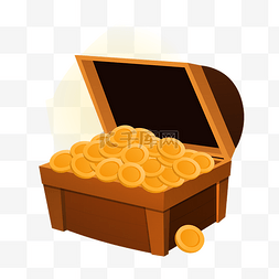 装满金币的棕色宝箱