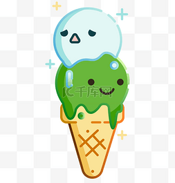 夏日简约清新双球冰淇淋可爱