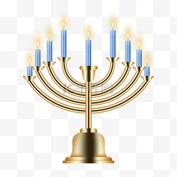 hanukkah烛台上蓝色蜡烛