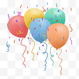 漂浮彩带气球图片_肌理风格生日装饰气球彩色