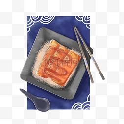 米饭饭卡通图片_扁平日式料理烤肉拌饭PNG素材