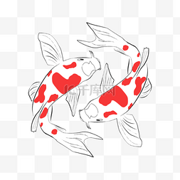 日本手绘红色锦鲤