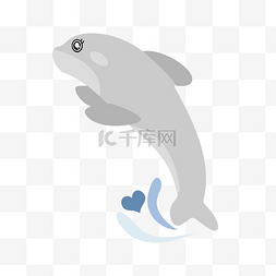 可爱的蓝色海豚图片_svg卡通可爱跳跃的爱心海豚