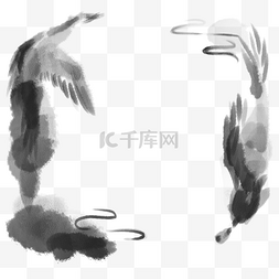 古风水墨中国风花纹边框仙鹤