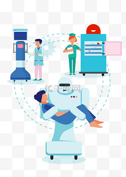 机器人现代图片_AI人工智能机器人医疗医院陪伴