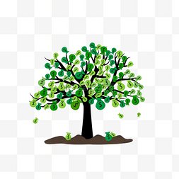 发财树图片_卡通绿色美元符号钱树