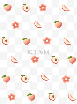 水果平铺卡通图片_色彩印花桃子底纹装饰图