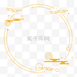 祥云圆形祥云图片_金色祥云圆弧简约线框