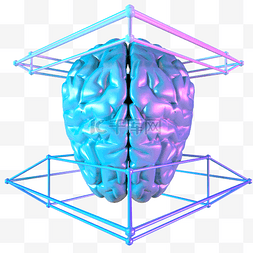 科技智能大脑数据蓝色线框医疗朋